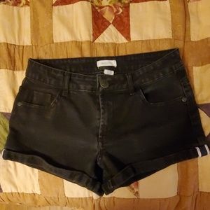 Black denim shorts